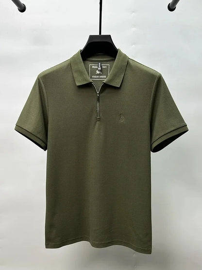 High end brand pony embroidered short sleeve polo shirt unique trend half zipper luxury Paul T-shirt designer's new men's wear