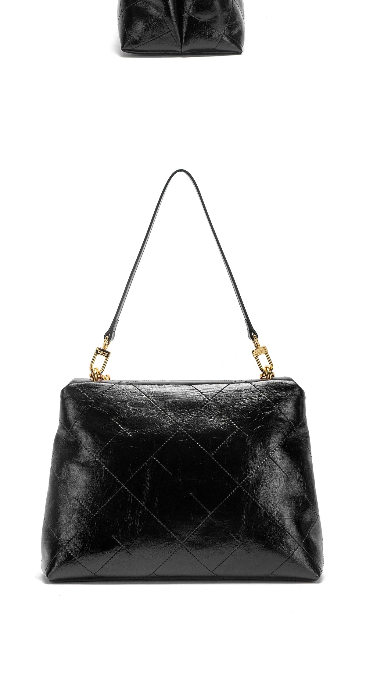Women's Tote Bag 2026 Spring/Summer New Single Shoulder Bag Simple Black Diamond Grid Pattern Handbag