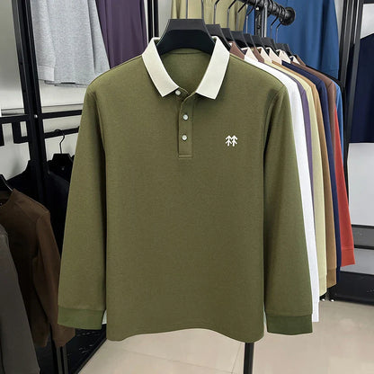 Design Brand Men's Polo Shirt Lapel Exquisite Embroid Long Sleeve Autumn New Breathable T-Shirt Business Leisure Trend Men'swear