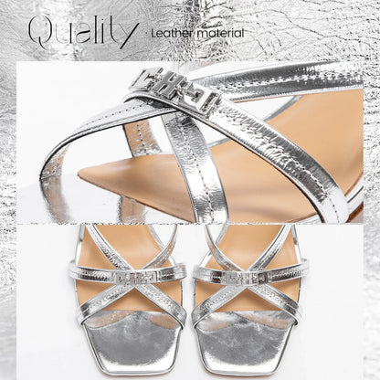 Women's Sandals Summer Cowhide New Thin Belt Business Fashion Sandals Wedding and Dinner Shoes