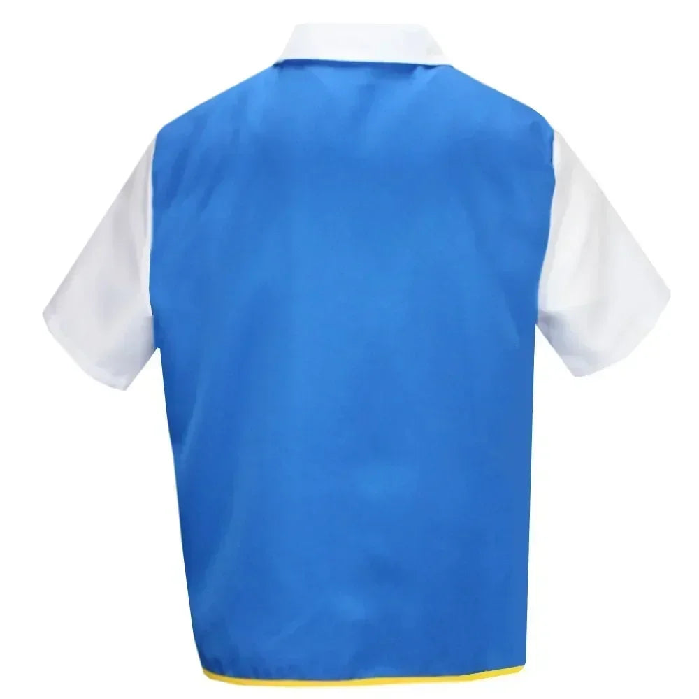 Ash Ketchum Cosplay Anime Clothes Men Blue Jacket Costume Boys Girls Cosplay for Party Trainer Pokemon Cap Gloves Set
