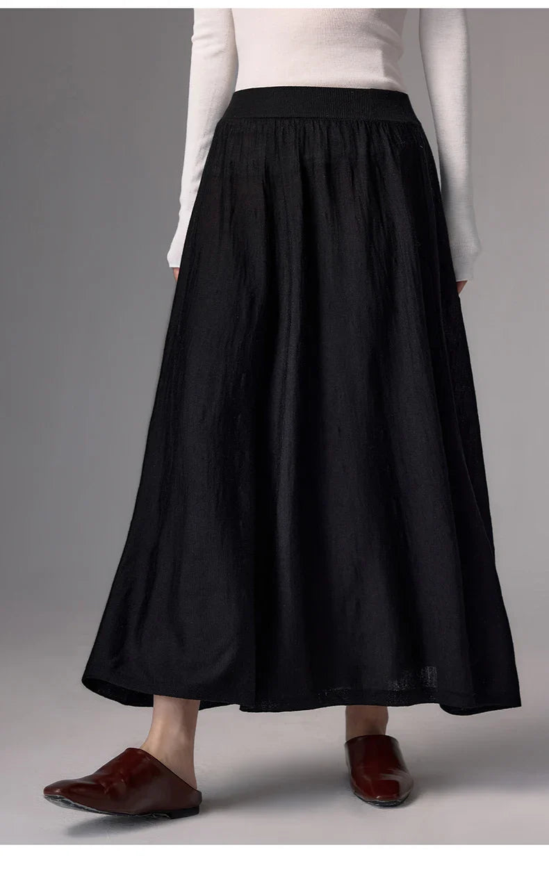 High Quality Women's 100% Worsted Wool Skirts Spring Autumn Female Knitwear Thin Lady Bottoms Cozy Clothing Summer Long Dresses