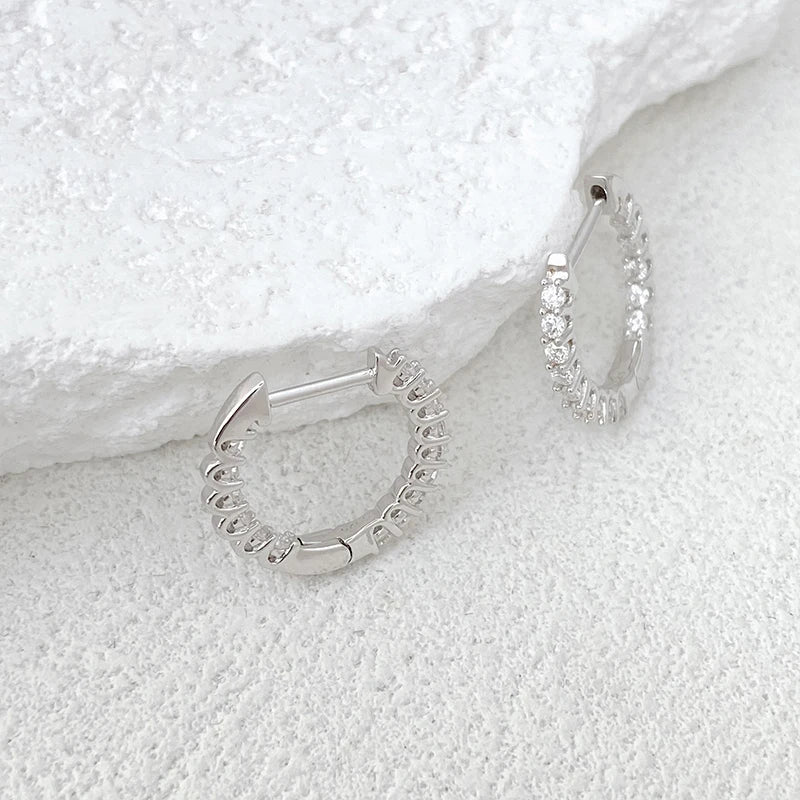 Full 1.5mm D Color Moissanite Ear Hoop Earrings 925 Sterling Silver Earring For Woman Wedding Engagement Trendy Jewelry