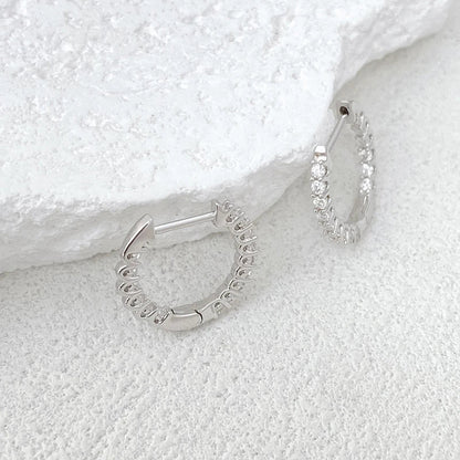Full 1.5mm D Color Moissanite Ear Hoop Earrings 925 Sterling Silver Earring For Woman Wedding Engagement Trendy Jewelry