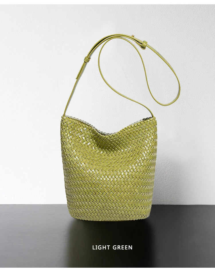 luxury woman handbagNew high end Hand-woven genuine leather women's bag large capacity shoulder tote bag underarm bag bucket bag