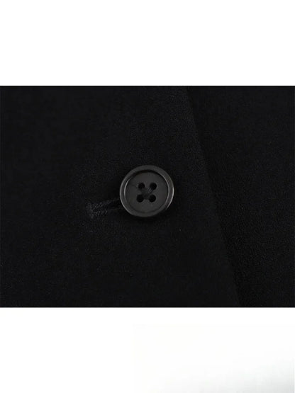 Casual Women Solid Tops Asymmetric V-Neck Single Breasted Pockects Sleeveless Vest Fashion 2025 Autumn Blazer Tops
