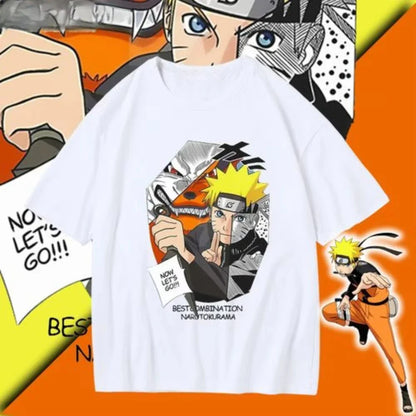 MINISO 2026 Summer Japanese Anime Hatake Kakash Uzumaki Naruto Akatsuki Short Sleeved T-shirt Suitable for Both Men and Women