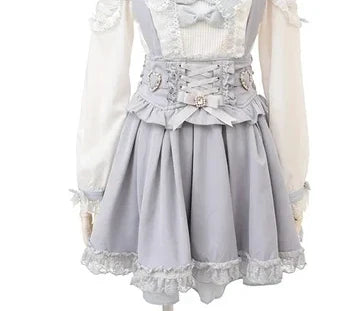 Japanese Liz Mine Mass Production Detachable Suspender Skirt Spring and Autumn Heart Cross Suspender Back Bow Straps Skirt