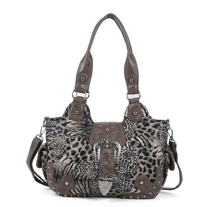 Women Handbag Leopard Top-handle Shoulder Bag PU Dumpling Pack Multi-pockets Shoulder Bags Phone Money Pack
