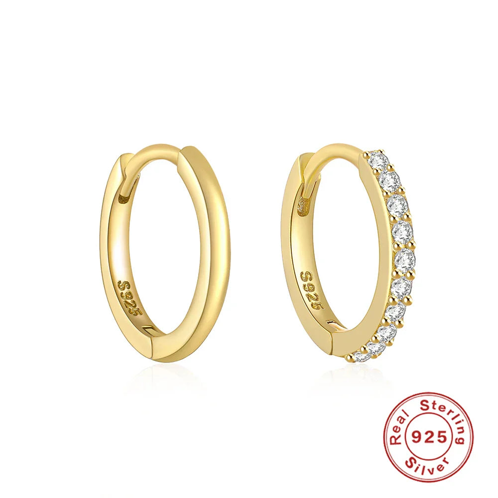 Ins Star Anise 925 Sterling Silver  Earring For Women Hoop Earrings Crystal Fine Jewelry Glossy 18K Gold Mom Gift Trend