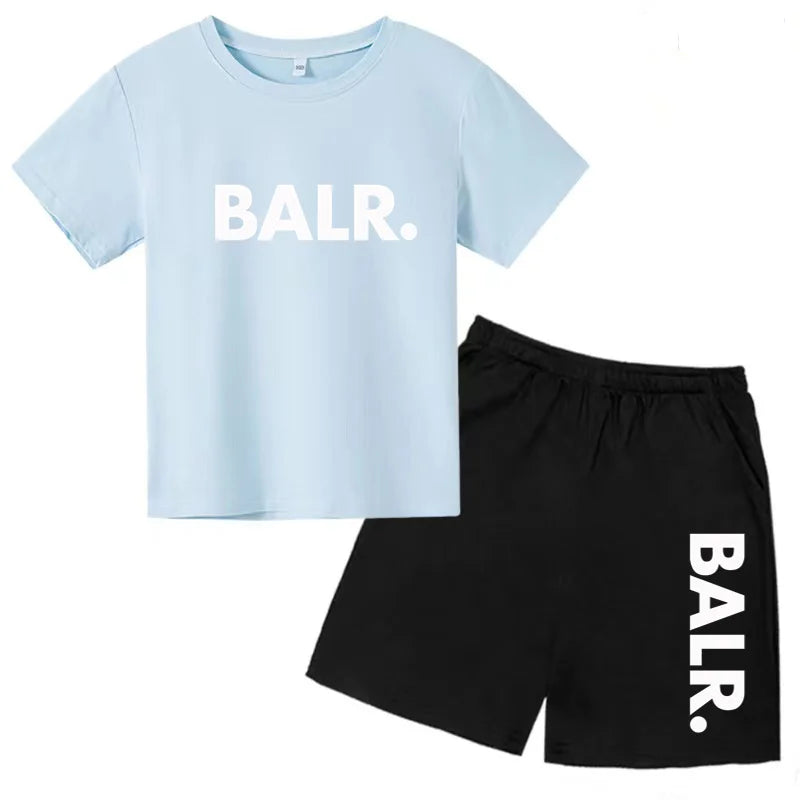 Kids T-shirt Summer Sunshine Brand Monogram Print Short Sleeve+Shorts 2P Boys Girls Toddler 3-12years Leisure Sports Jogging Set