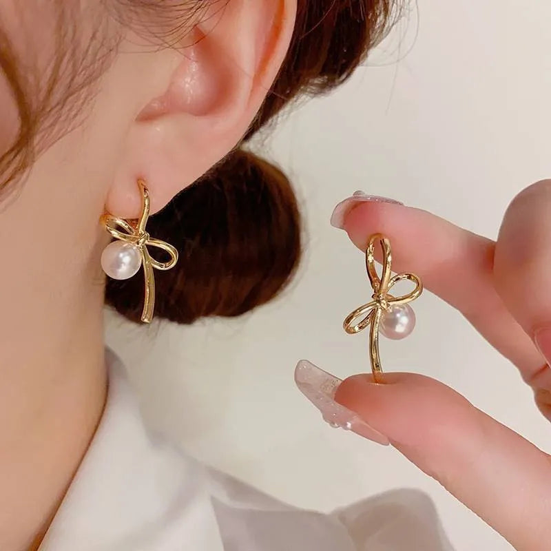 New 925 Sterling Silver Hoop Earrings Pearl Droplet Irregular Vintage Punk For Women Girl Gift Jewelry Dropshipping Wholesale
