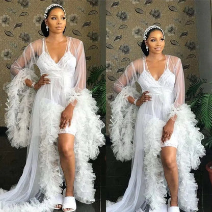 Wedding Robe Pregnant Party Ruched Maternity Dresses Sheer Nightgown Long Jacket Evening Dress Customized