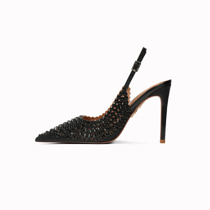 Diamond high heels for women in2025with a single button back strap,sexy wedding shoes for brides,slim heels,pointed toe sandals
