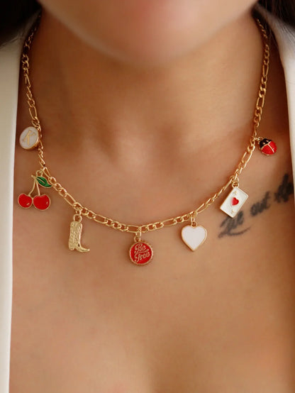 Dopamine Cherry Starfish Chili Peppe Pendant for Women Charm Chain Necklace Beach Jewelry Vacation Gift