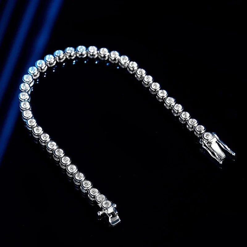Full Asscher Cut 3x3mm 0.15CT Bezel Type Moissanite Tennis Bracelet for Women Men Party 925 Silver GRA Certified Bracelets
