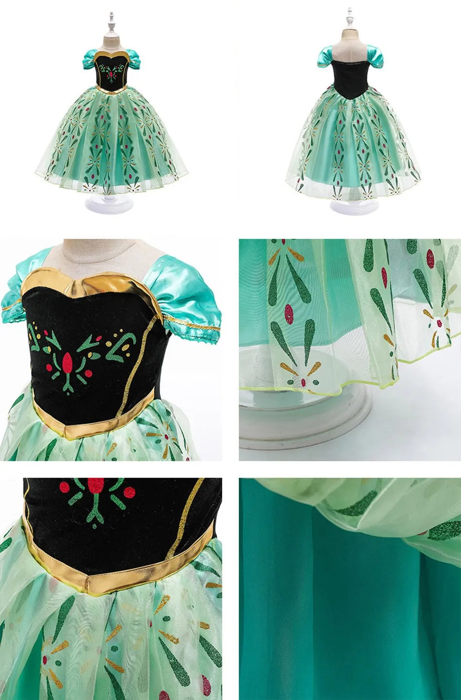 Vestido de Criança Branca de Neve Cinderela Aurora Anna Elsa Fantasia Menina Cosplay Vestido Infantil Encanto Mirabel Pequena Sereia Roupas de Halloween
