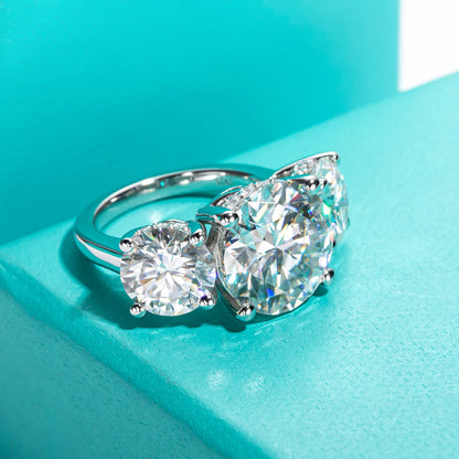 11cttw D Color Moissanite Diamond Luxurious Engagement 925 Sterling Silver Ring For Women 3 Stone Ring Customs Jewelry