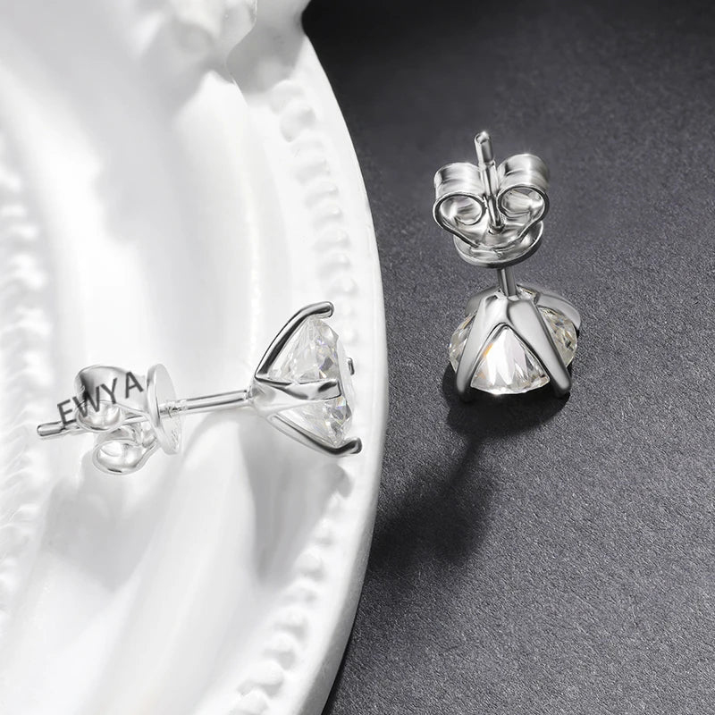 4 Prong 0.2-2ct D Color Moissanite Screw Earrings for Women Wedding Fine Jewelry S925 Silver Diamond Earring Ear Studs Gift