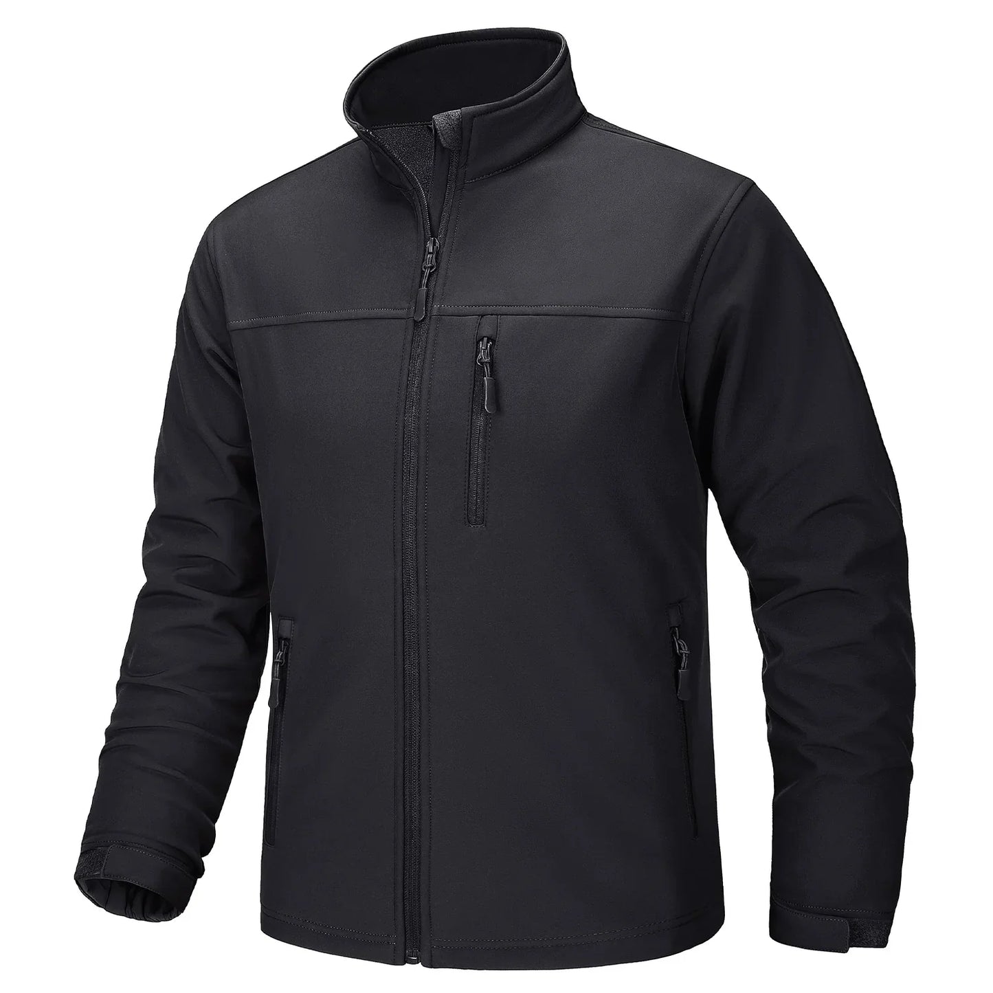 Waterproof Fleece Lining Windbreaker Mens Winter Work Jackets Zipper Pocket Casual Coats Full Zip Outwear Tops