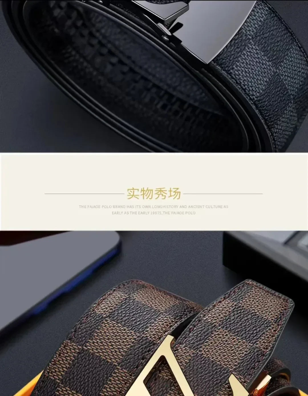 2026 Top Grain Leather Genuine Leather Belt Automatic Buckle High Quality For Business Casual Plaid Pants