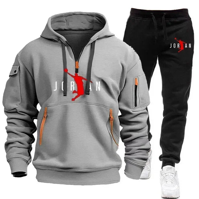 2025 New Autumn and winter new trend men's blazer + Tracksuit pants Fashion casual jogging print sportswear outdoor sportswear