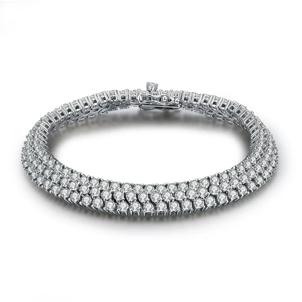 S925 Sterling Silver All Moissanite Tennis Bracelet for Women D VVS1 Diamond Gold Plated Luxury Wedding Fine Jewelry