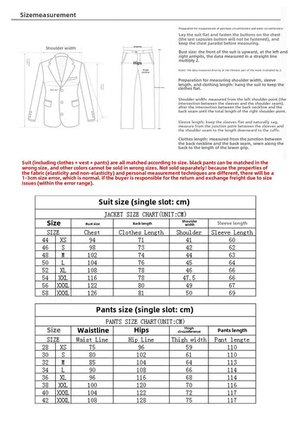 Men's Classic Formal Pinstripe Tuxedos Suits 3 Pieces Slim Fit Blazer Peak Lapel Two Button Groomsmen Wedding Dress Business