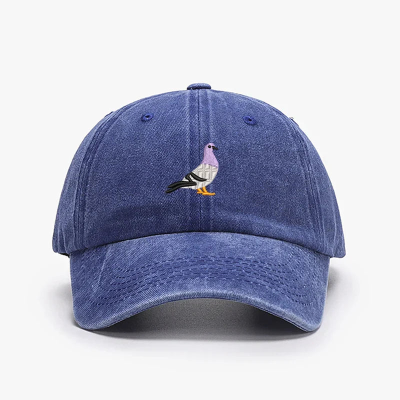 Embroidery Pigeon Design Spring vintage Baseball caps Men Women Water Washed Sunscreen Sun Hat Sports Fishing Sunshade Dad Hat