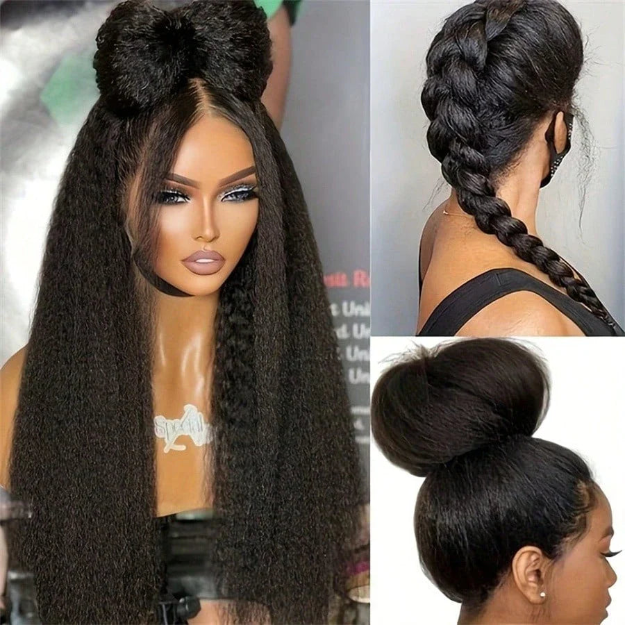 13x4 Straight HD Lace Front Human Hair Wigs kinky Straight 360 Full Lace Frontal Wigs For Women Pre Plucked 250 Density