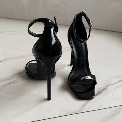 New Fashion Shallow Mouth Bag with One Piece Buckle Strap, Square Head, Open Toe, Fine High Heels Sandals for Women 34-46