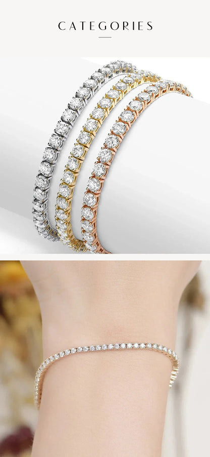Original 3mm 4mm Moissanite Tennis Bracelet for Women Man D Color Pass Diamond Tester 925 Silver Wedding Party Jewelry