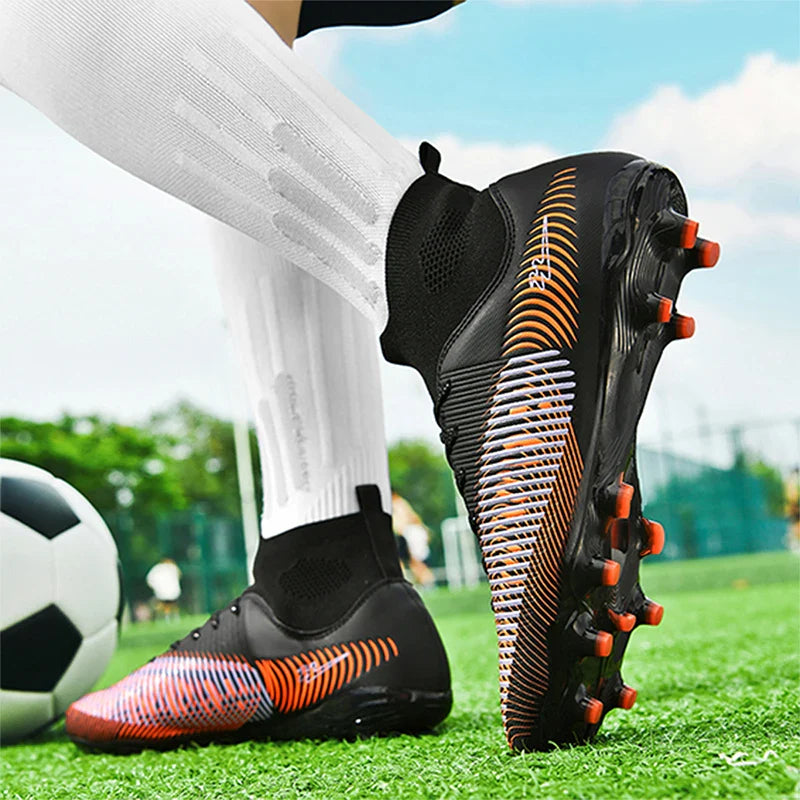 Double Star 2026 New High-Top AG Soccer Boots, Long Studs, for Teenagers, Primary School Students, Adults and Kids, Match & Trai