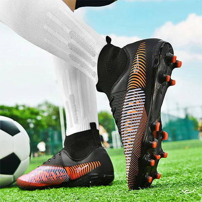 Double Star 2026 New High-Top AG Soccer Boots, Long Studs, for Teenagers, Primary School Students, Adults and Kids, Match & Trai