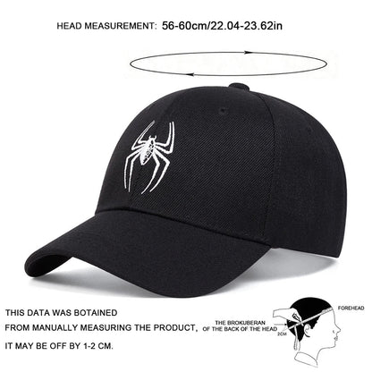 Unisex Spider Embroidery Baseball Caps Spring Autumn Outdoor Adjustable Casual Hats Sunscreen Hat