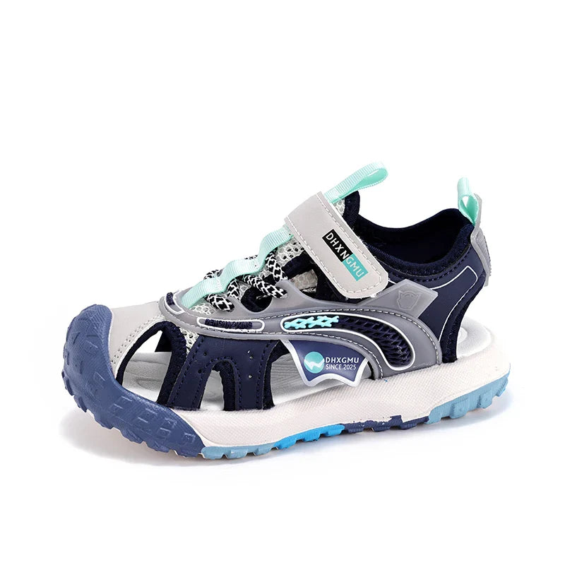 Kids Closed-Toe Sport Sandals, Breathable Mesh Non-Slip Summer Shoes for Boys, Lightweight Casual Beach Hiking Sandals Children
