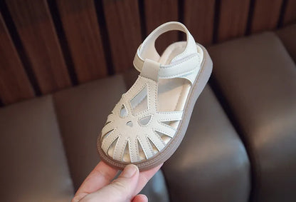 Children's Soft-soled Shoes Summer T-Strap Closed Toe Little Girls Princess Fashion Anti-Slip Korean Style Boys Beach Sandals