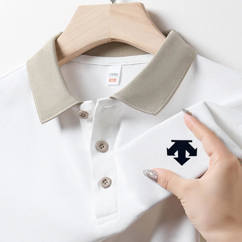 New Designer Original Men's Polo Shirt New Collar Luxury Printed Short Sleeved Casual Business T-shirt Comfortable Men's Wear