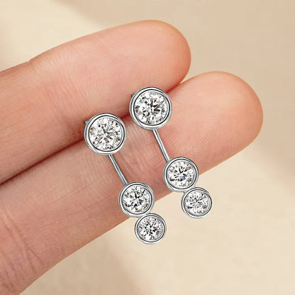 2 in 1 Round Bubble Full D Color Moissanite Stud Earrings for Women 925 Silver All Diamond Earring Pierced Ear Fine Jewelry