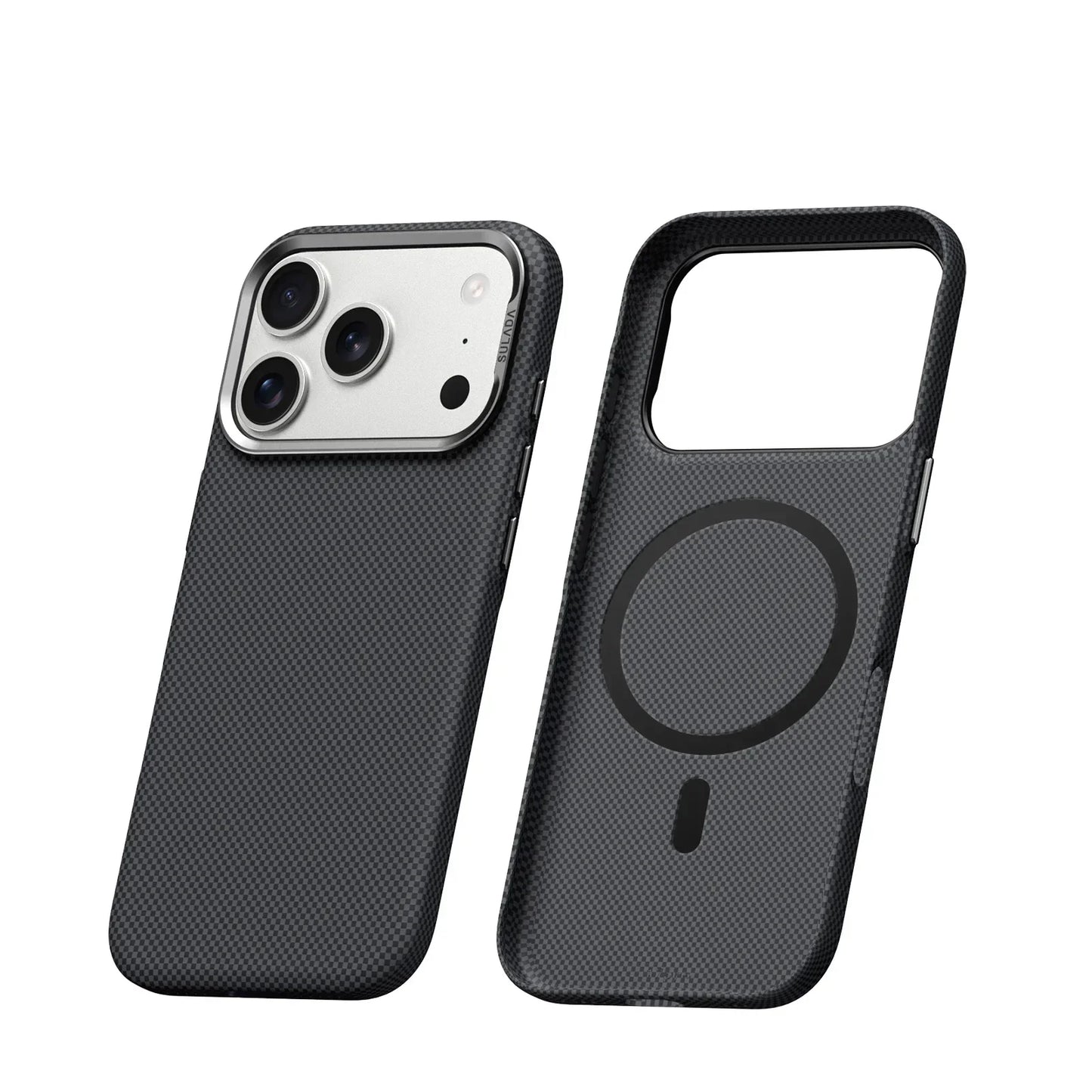 Iphone 17 Pro Max / 17 Pro / 16 Pro Max / 16 Pro Magnetic Stand Carbon Fiber Pattern Magsafe Pc Hard Cover