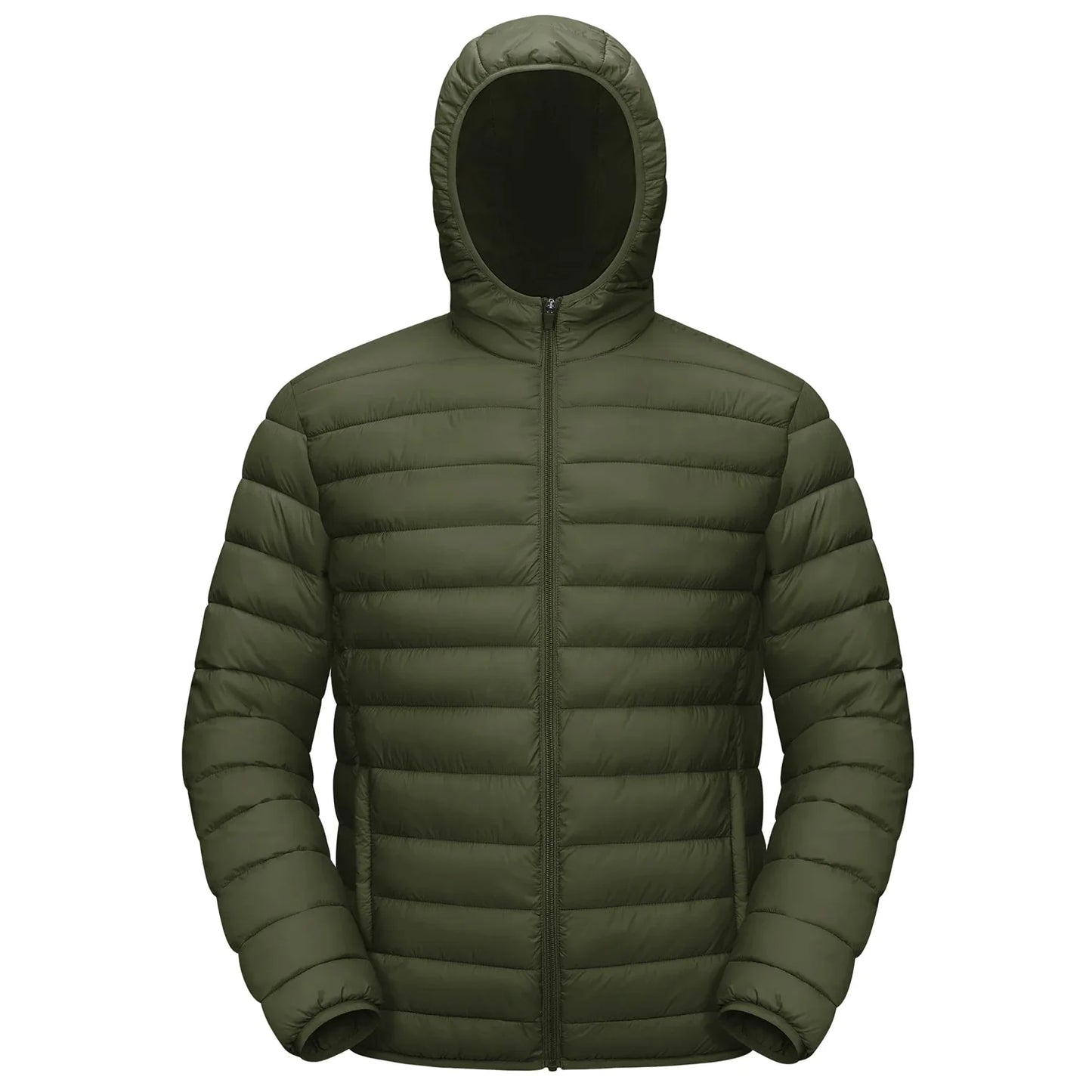 Lightweight Puffer Jackets Mens Water-Repellent Hooded Quilted Jacket Insulated Jacket Padded Coat Male Windbreaker