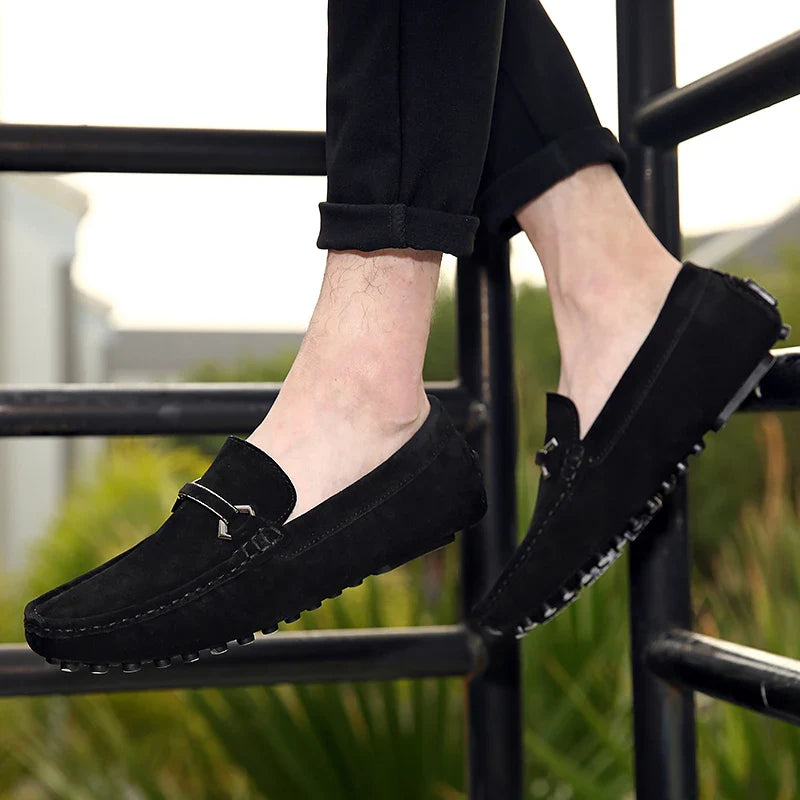 Genuine Leather Men Casual Shoes High Quality Suede Slip on Man Loafers Flats Soft Non Slip Mens Driving Shoes Size 38-46