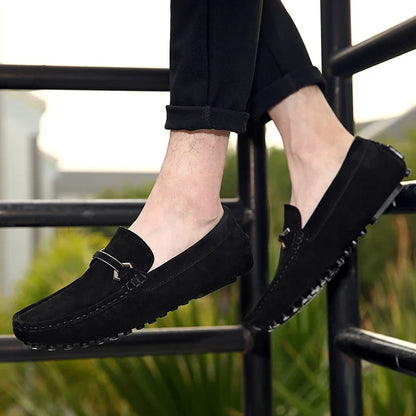 Genuine Leather Men Casual Shoes High Quality Suede Slip on Man Loafers Flats Soft Non Slip Mens Driving Shoes Size 38-46