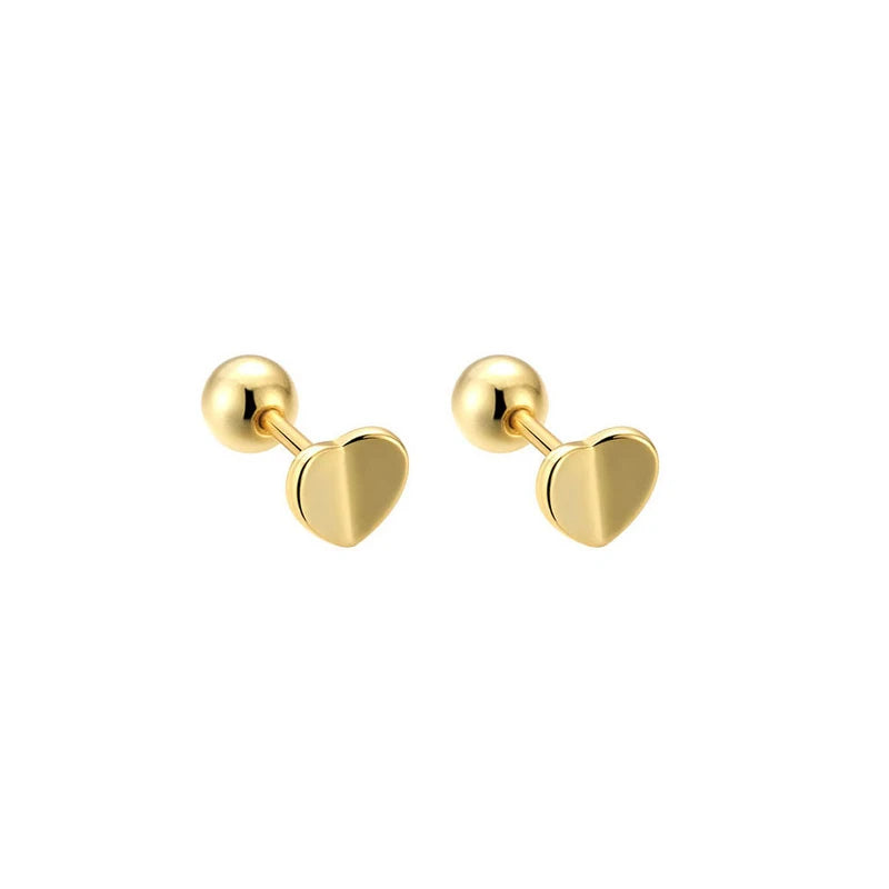 925 Sterling Silver Fashion Simple Golden Flower Beads Small Stud Earrings for Women Teen Piercing Jewelry Accessories