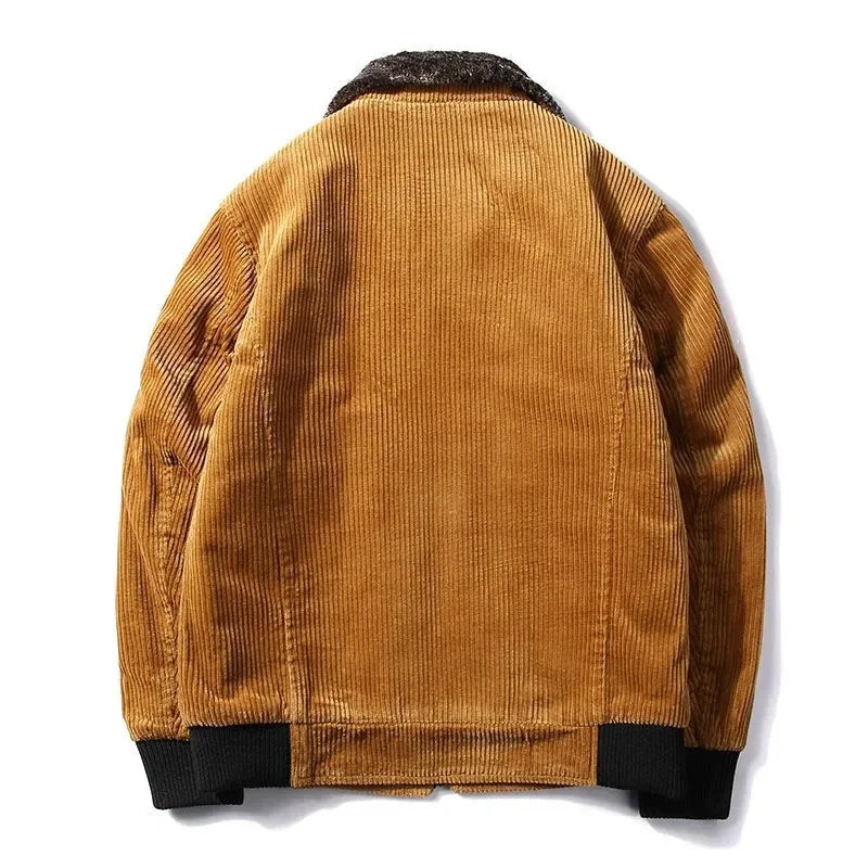 Winter Jacket Men Male Thermal Windbreaker Plus Size Men's Warm Winter Corduroy Jackets and Coats Fur Collar Casual Outwear