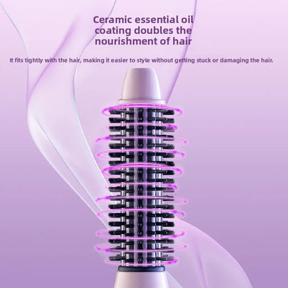 1.5 Inch 2-in-1 Thermal Brush Professional Negative Ion Curling Iron Brush Heated Round Brush for Blowout Volumizing, Portabl