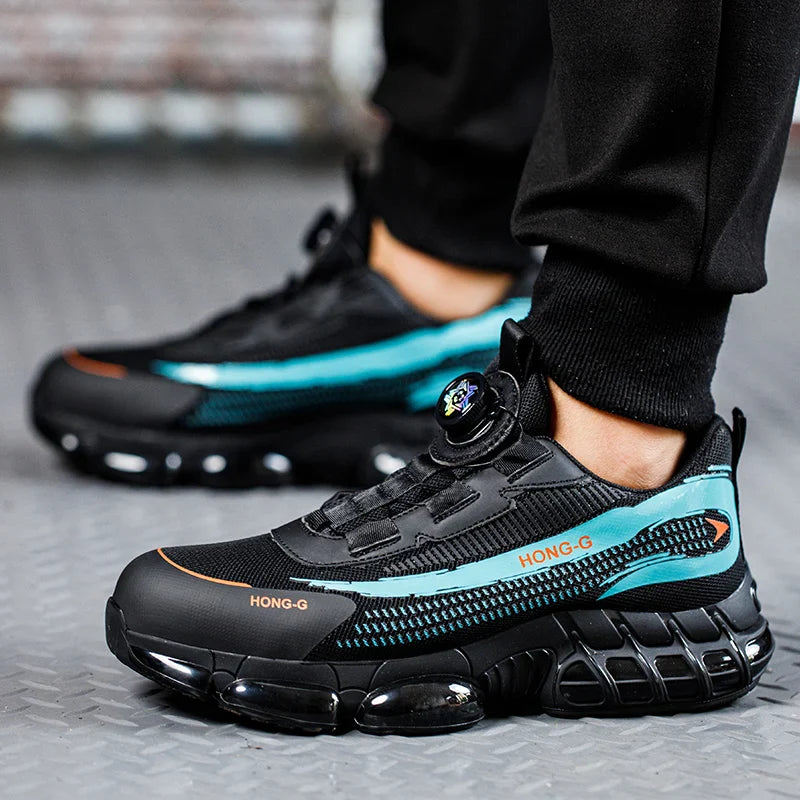 Men's Safety Shoes Air Cushion Protection Safety Boots Fashionable Casual Shoes Breathable Odor Protection Men's Work Shoes