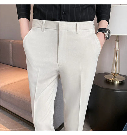 Men Solid Boutique Suits Pants Male Formal Wear Wedding Dress Trousers Quality Men British Style Business Casual Suit Pants 36