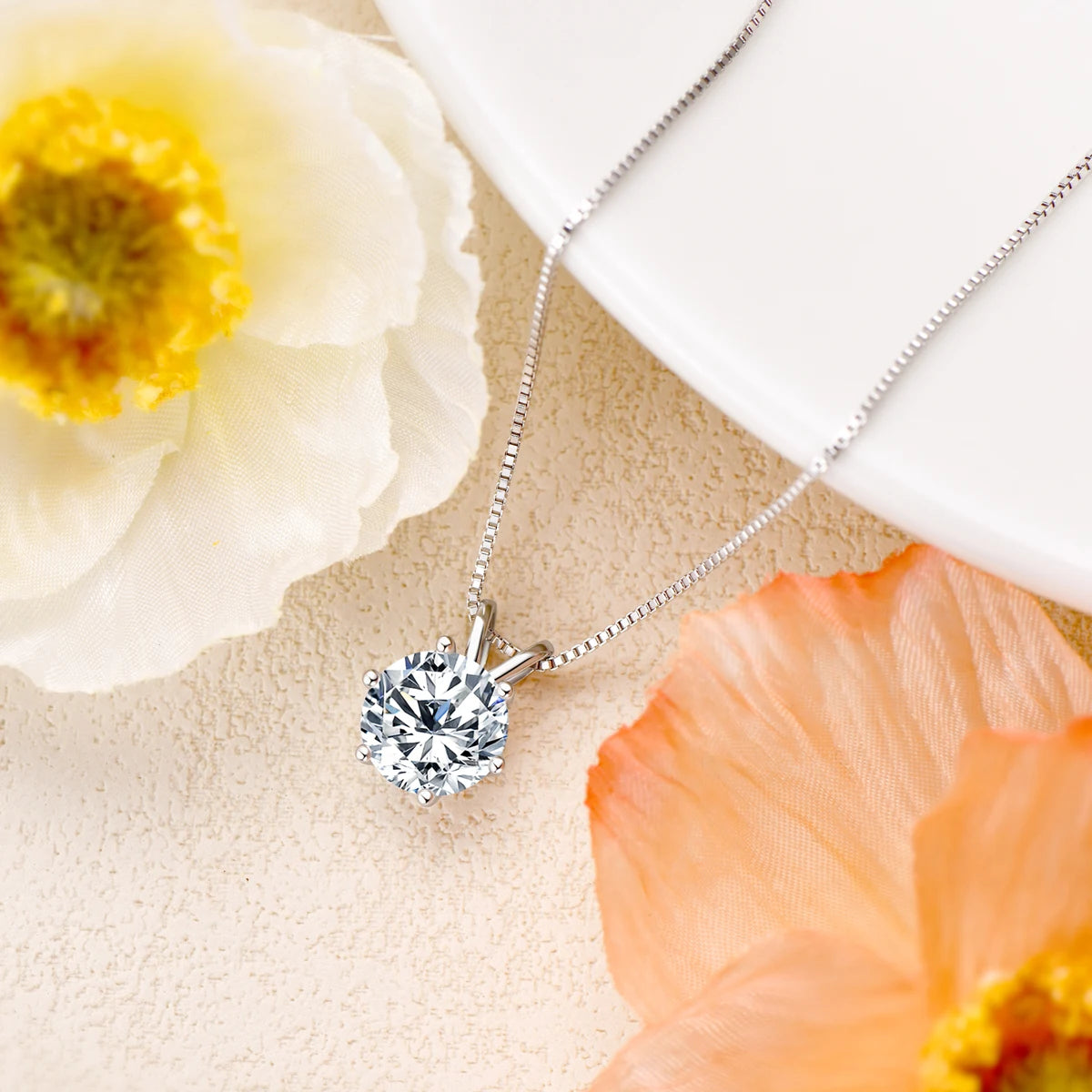 6.5mm 1CT Moissanite Earrings Pendant Necklace Original 925 Sterling Silver Earring For Valentine's Day Jewelry Set Gift