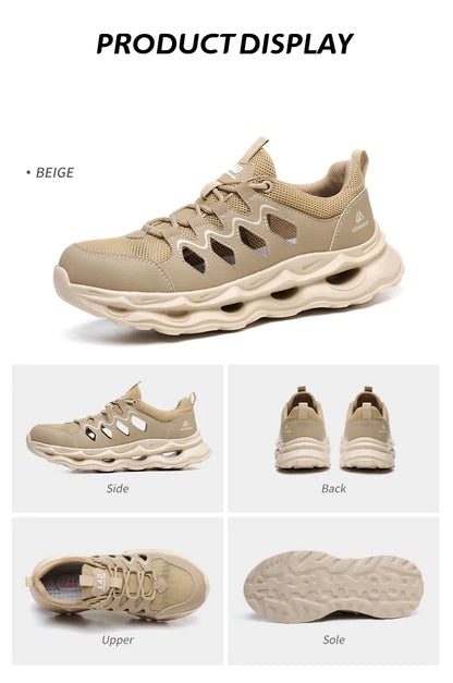 Men's Summer Breathable Safety Shoes Anti-smash Puncture-Proof Work Sneakers Fashion Footwear Comfortable Work Boots
